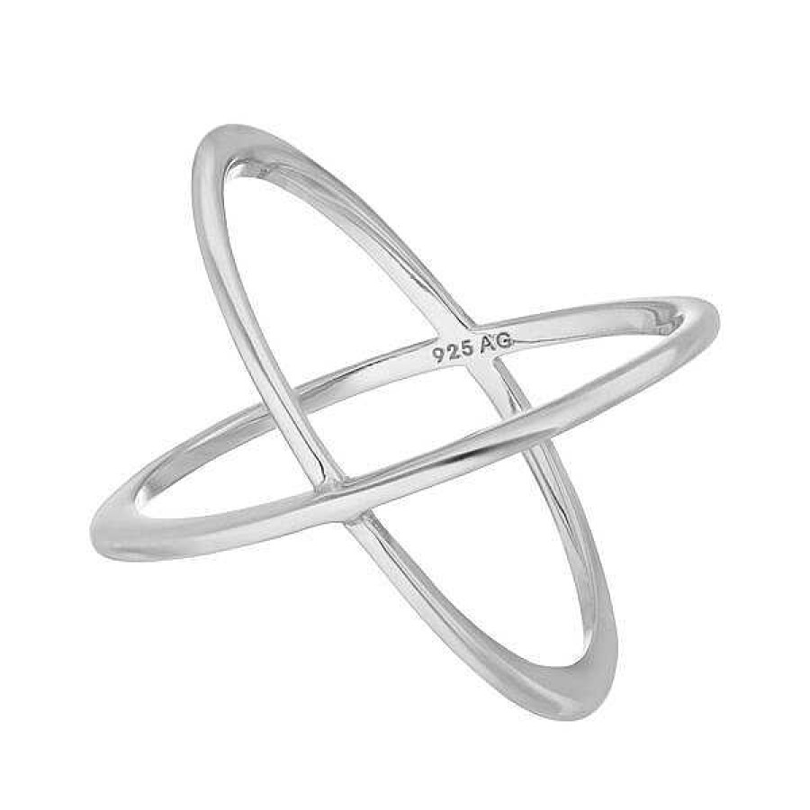 Silberschmuck Leaf Schmuck | Ring X Cross, 925 Sterlingsilber, Gr E 54