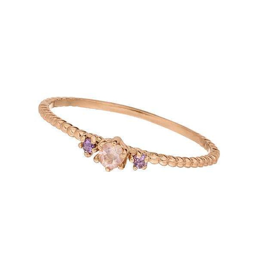 Silberschmuck Leaf Schmuck | Ring Gorgeous Gems, Pink Mix, 18 K Rosegold Vergoldet, Gr.50