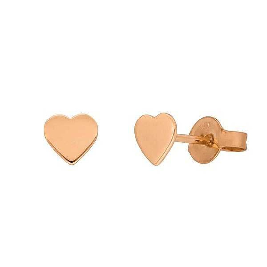 Goldschmuck Leaf Schmuck | Ohrstecker Herz, 14 K Rosegold