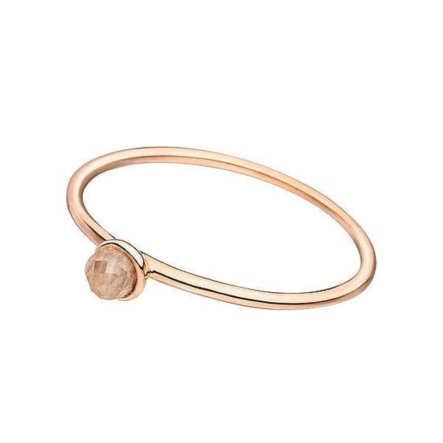 Silberschmuck Leaf Schmuck | Stacking Ring, Rosenquarz, 3Mm, 18 K Ros Gold Vergoldet