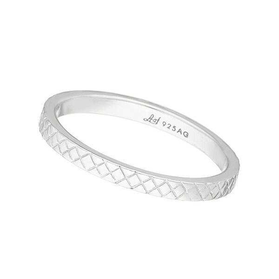 Silberschmuck Leaf Schmuck | Ring Plaid, Matt, 925 Sterlingsilber, Gr.50