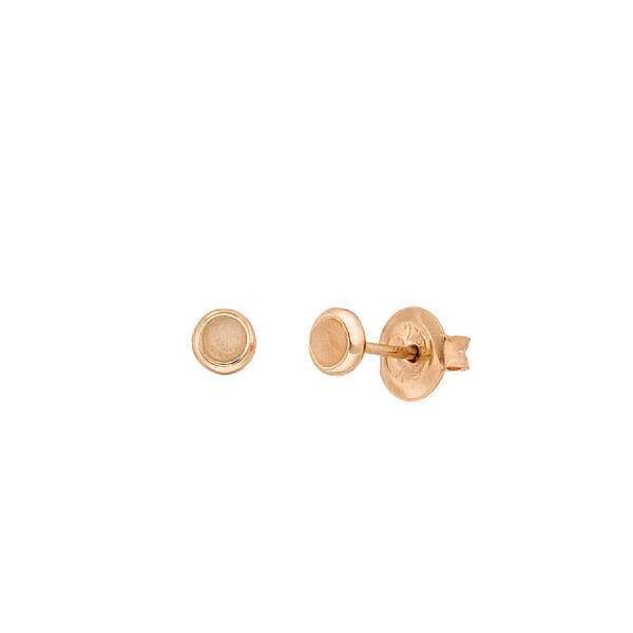 Silberschmuck Leaf Schmuck | Ohrstecker Pure Peach Mondstein, 3Mm, 18 K Rosegold Vergoldet