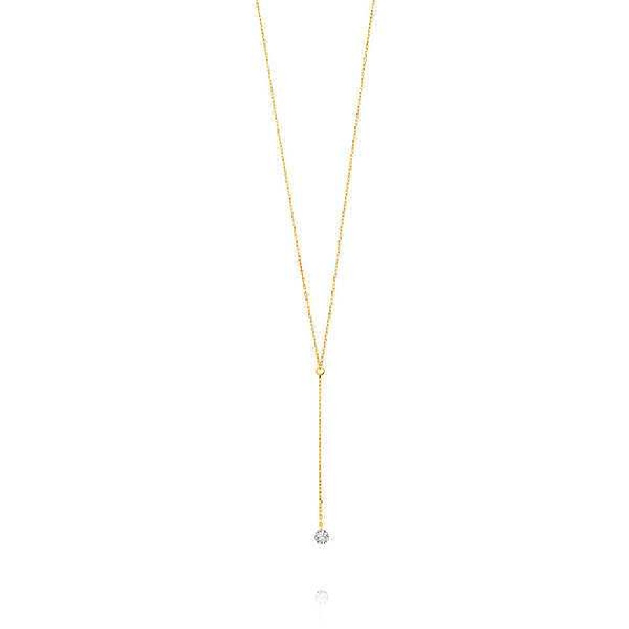 Goldschmuck Leaf Schmuck | Halskette Y-Pure Diamant, 18K Gelbgold