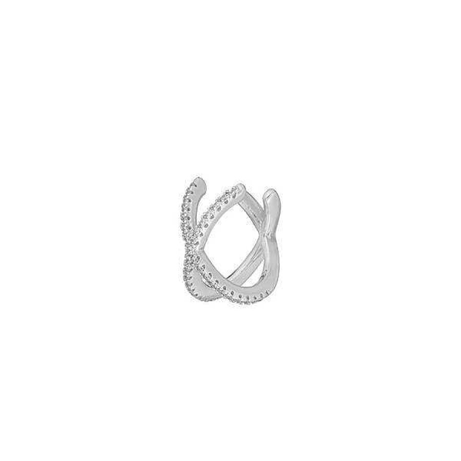 Silberschmuck Leaf Schmuck | Earcuff Cross Cz, 925 Sterlingsilber