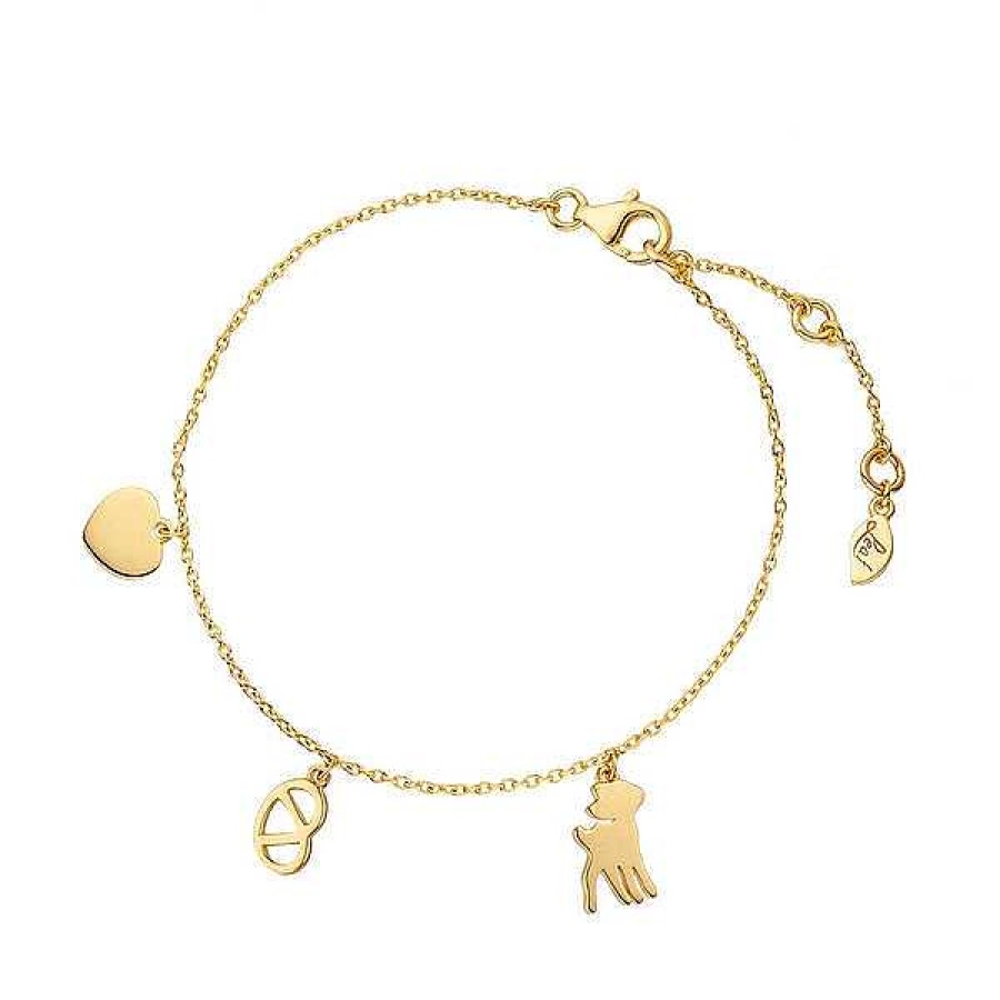 Silberschmuck Leaf Schmuck | Armkette "Wiesn-Charms", 18 K Gelbgold Vergoldet