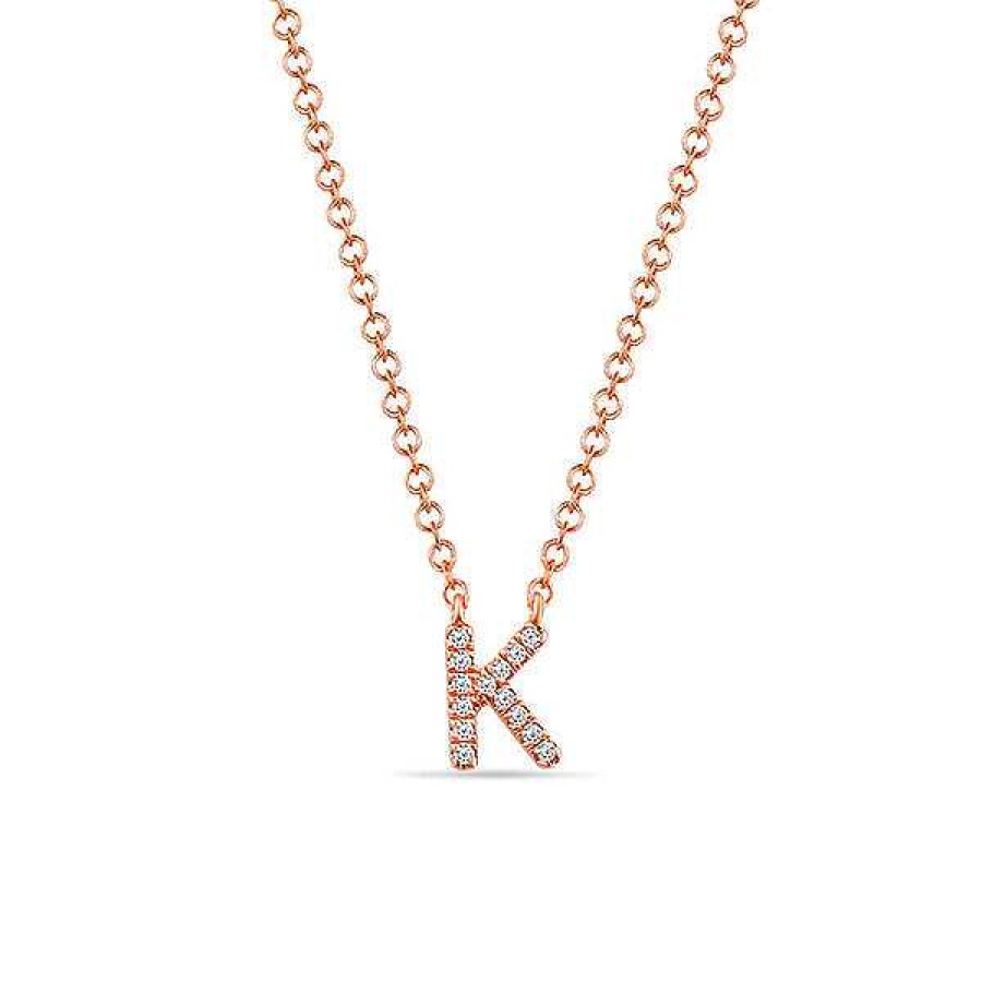 Goldschmuck Leaf Schmuck | Halskette Letter "K", 14 K Rosegold Mit Diamanten