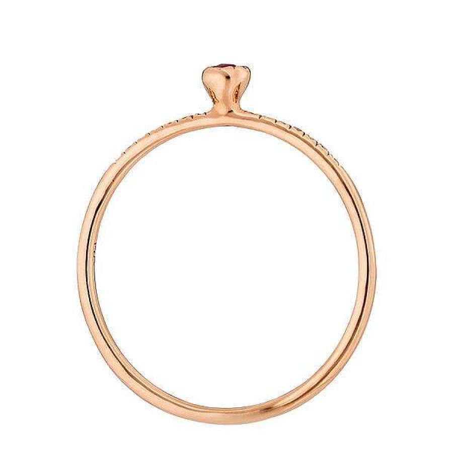 Goldschmuck Leaf Schmuck | Verlobungsring Petite, Ruby, 14 K Rosegold