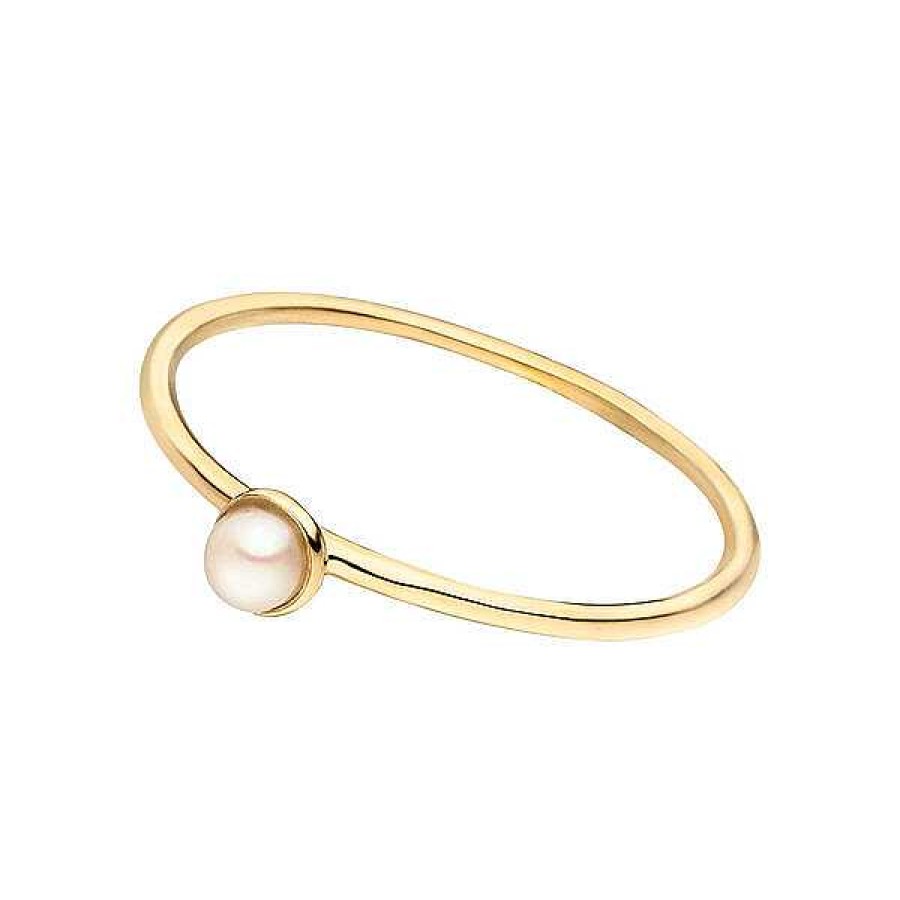 Silberschmuck Leaf Schmuck | Stacking Ring, Perle, 3Mm, 18 K Gelbgold Vergoldet