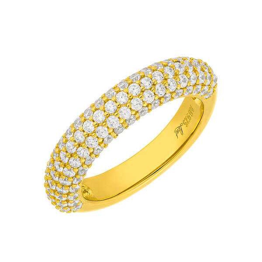 Silberschmuck Leaf Schmuck | Silber Ring, Pave, Gelbgold, Gr.52