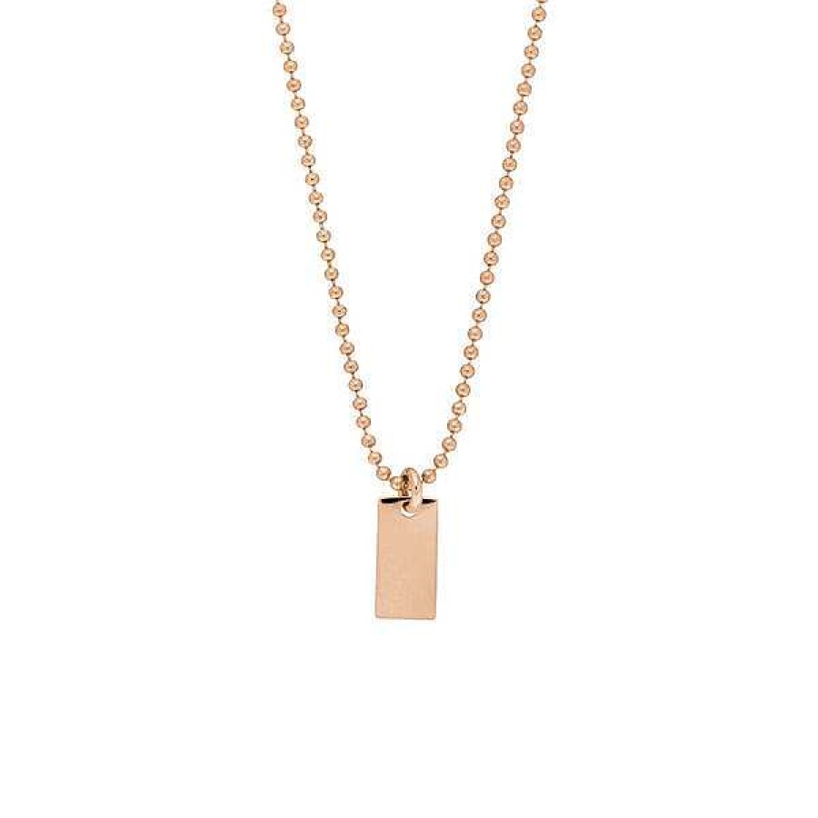 Goldschmuck Leaf Schmuck | Halskette Tiny Dog Tag, 14 K Rosegold