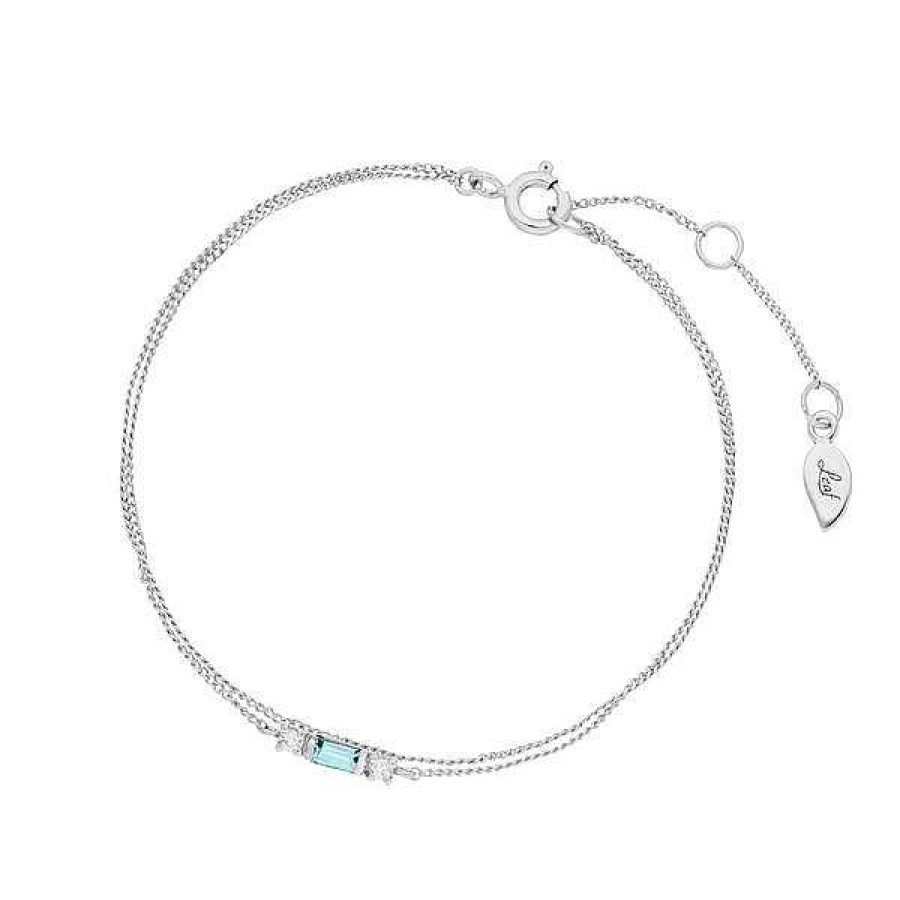 Silberschmuck Leaf Schmuck | Armkette Glamour, Blue/White Topas, 925 Sterlingsilber