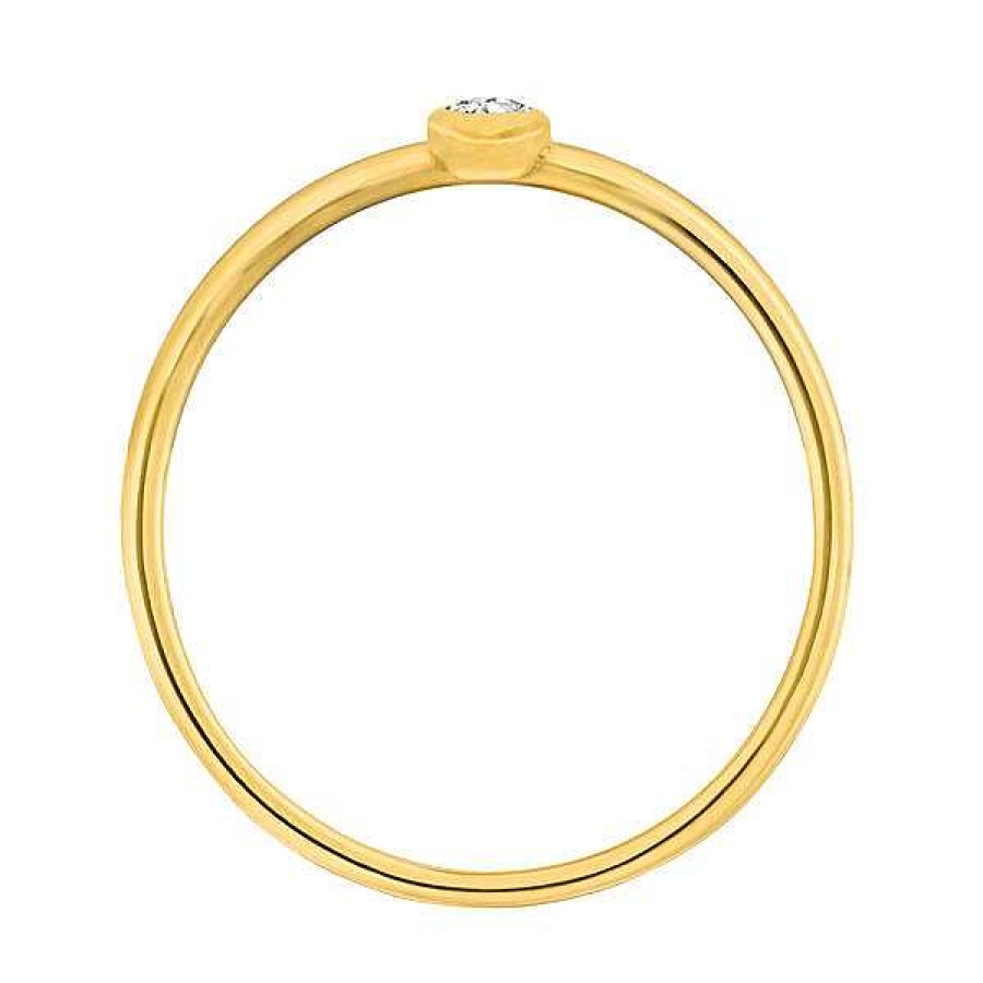 Goldschmuck Leaf Schmuck | Ring "My First Diamond", 14 K Gelbgold