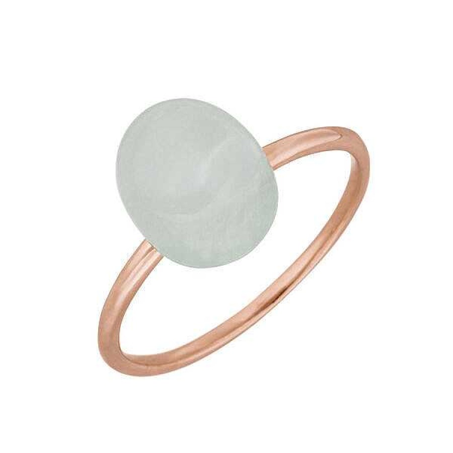 Goldschmuck Leaf Schmuck | Ring Cabochon Ii, 14 K Rosegold, Sea Blue Chalzedon