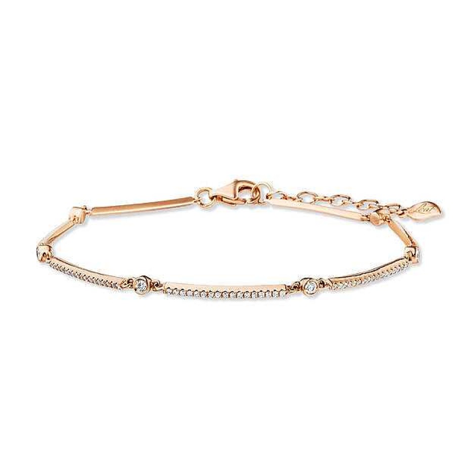 Goldschmuck Leaf Schmuck | Armband Bar, 18K Rosegold, Diamanten