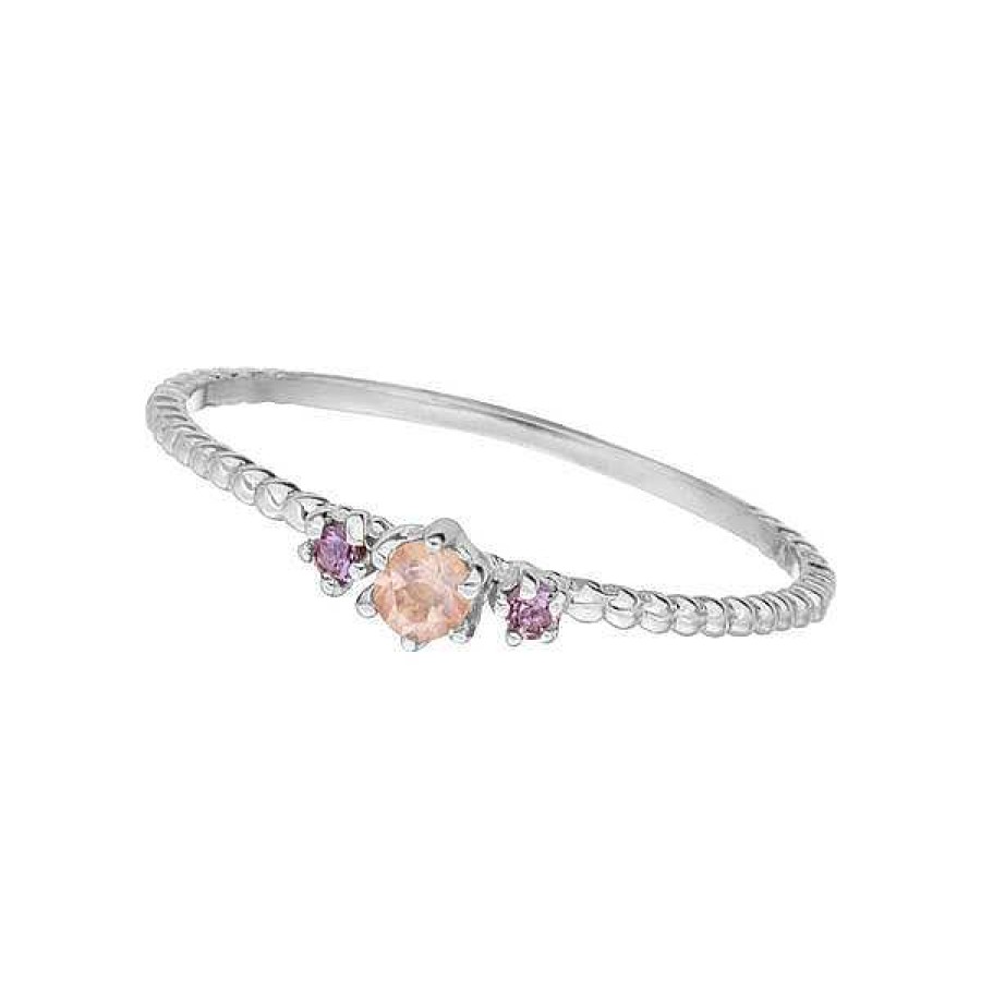 Silberschmuck Leaf Schmuck | Ring Gorgeous Gems, Pink Mix, 925 Sterlingsilber, Gr.50