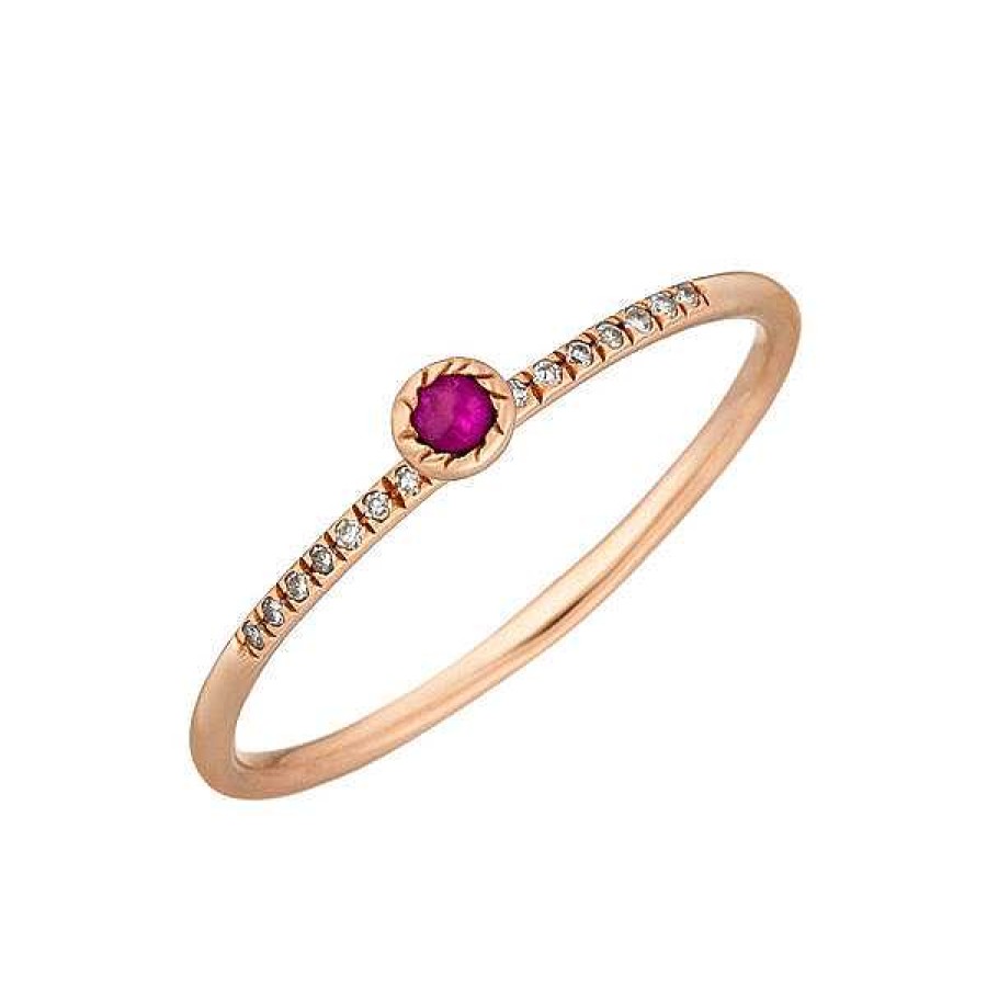 Goldschmuck Leaf Schmuck | Ring Petite, Ruby, 14 K Rosegold