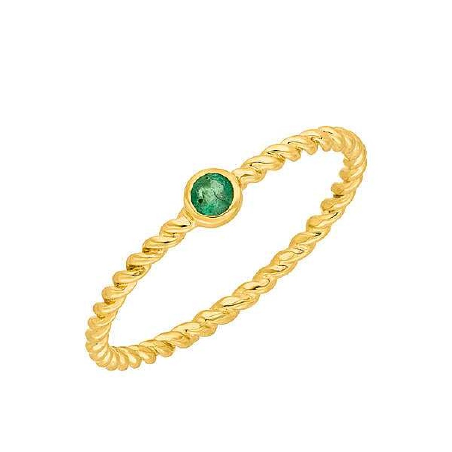 Goldschmuck Leaf Schmuck | Ring Twist Smaragd, 14K Gelbgold