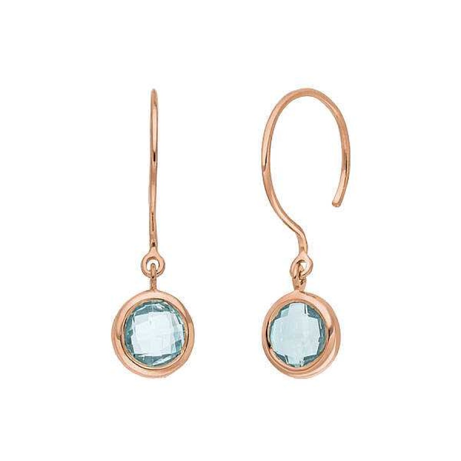 Silberschmuck Leaf Schmuck | Ohrh Nger Solit R, Blauer Topaz, 18 K Rosegold Vergoldet