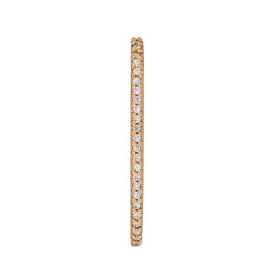 Silberschmuck Leaf Schmuck | Single Ultra Huggie, Zirkonia, 18 K Rosegold Vergoldet