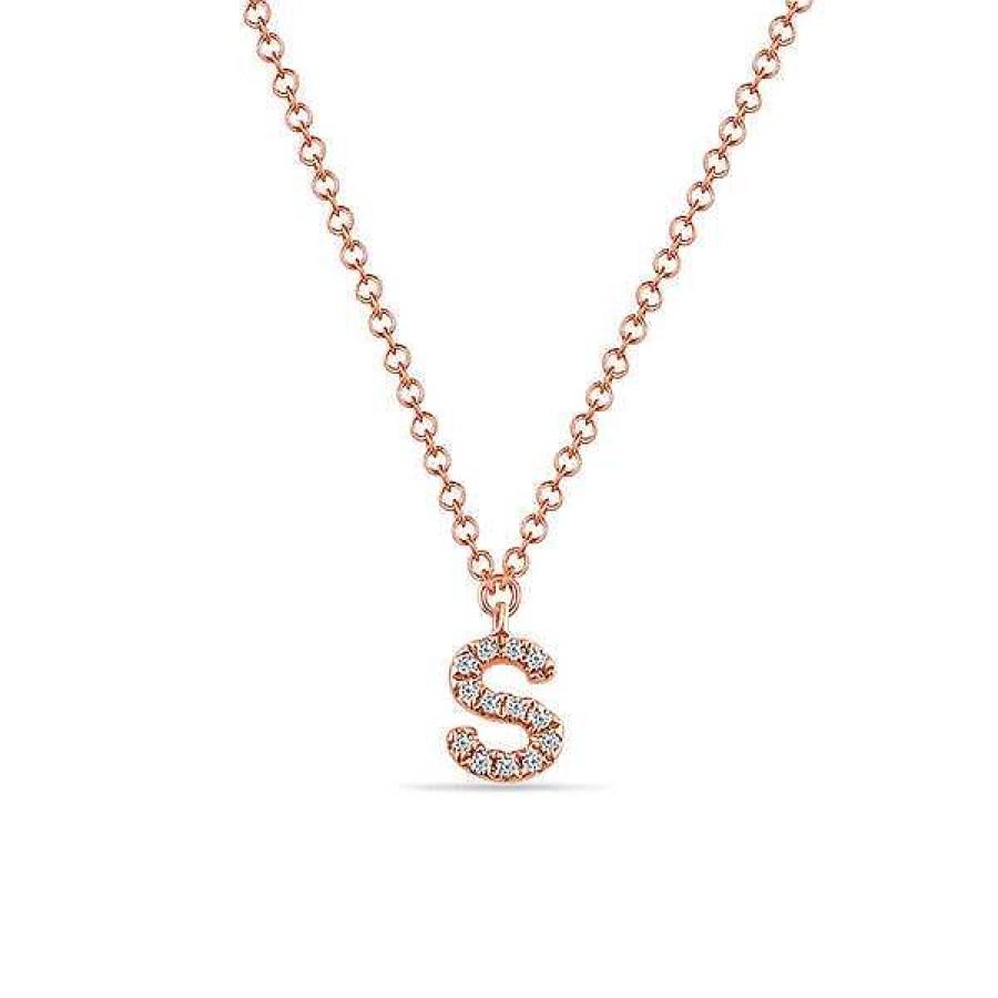 Goldschmuck Leaf Schmuck | Halskette Letter "S", 14 K Rosegold Mit Diamanten