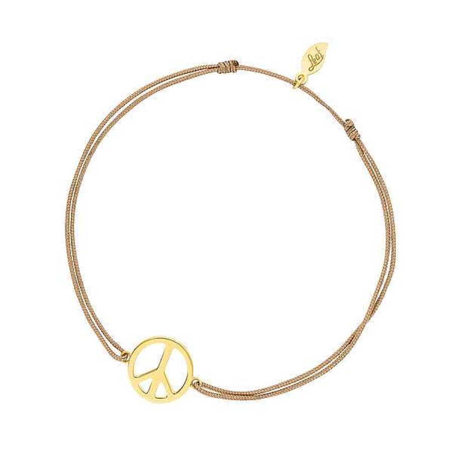 Silberschmuck Leaf Schmuck | Gl Cksarmband Peace, 18 K Gelbgold Vegoldet, Beige