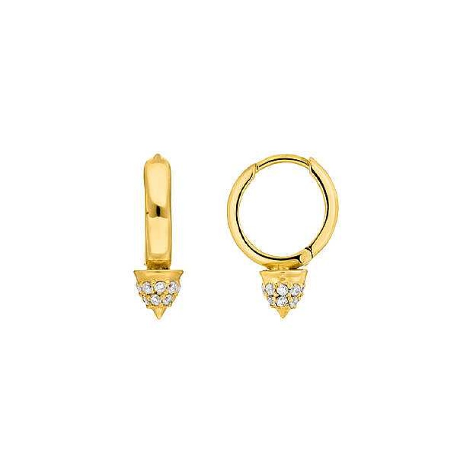 Silberschmuck Leaf Schmuck | Mini Creole Single Stud, 18 K Gelbgold Vergoldet