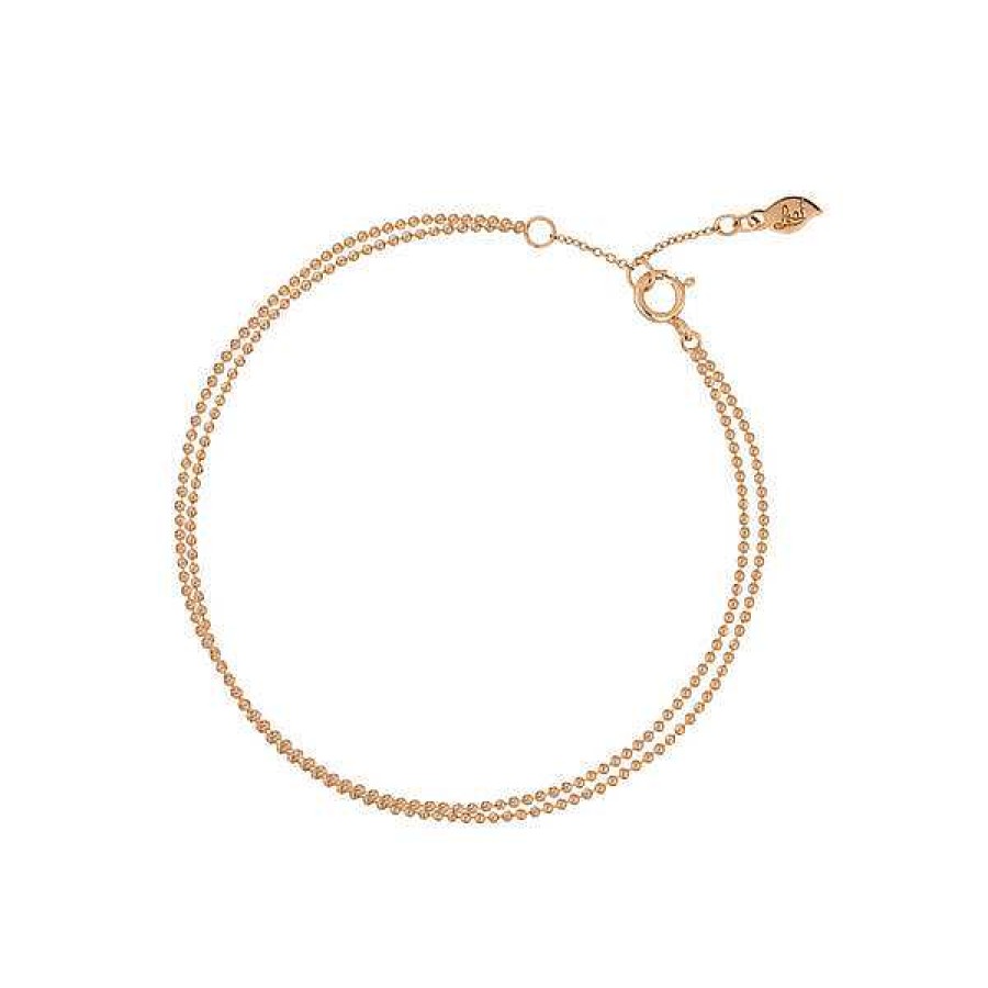 Goldschmuck Leaf Schmuck | Armkette Ball Chain Double, 14 K Rosegold