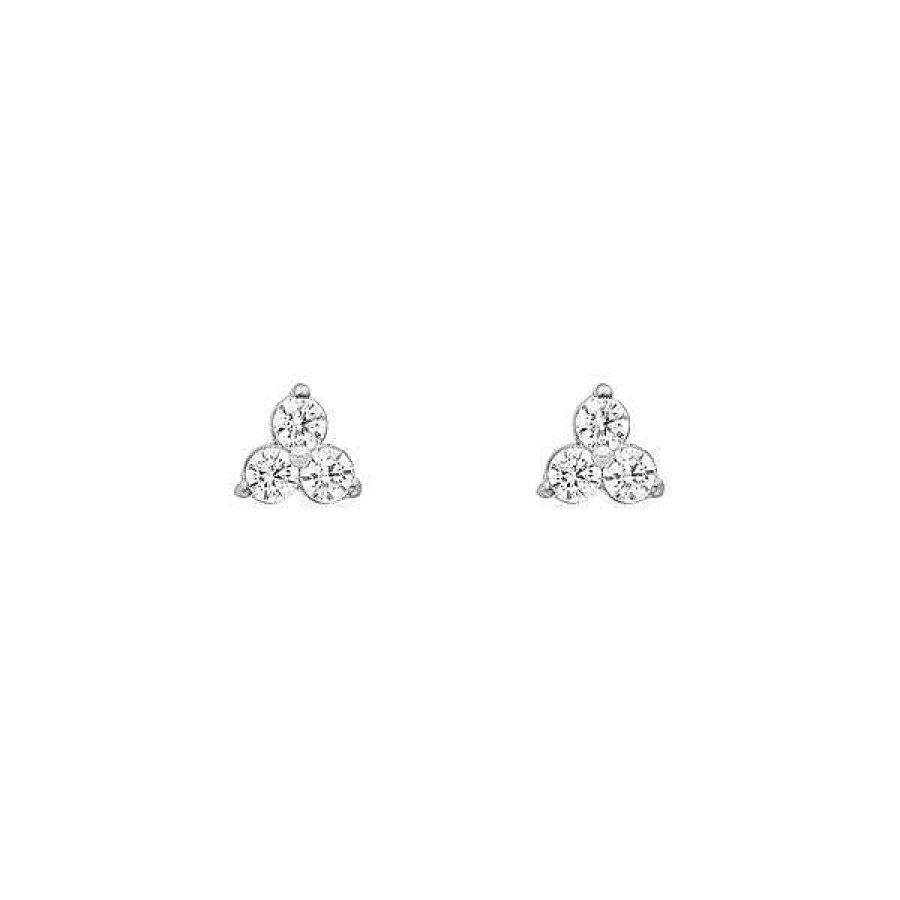 Silberschmuck Leaf Schmuck | Ohrstecker Triple Zirkonia, 925 Sterlingsilber