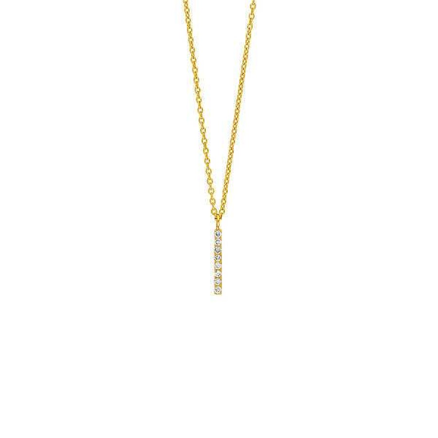 Goldschmuck Leaf Schmuck | Halskette Small Bar, Diamant, 14 K Gelbgold