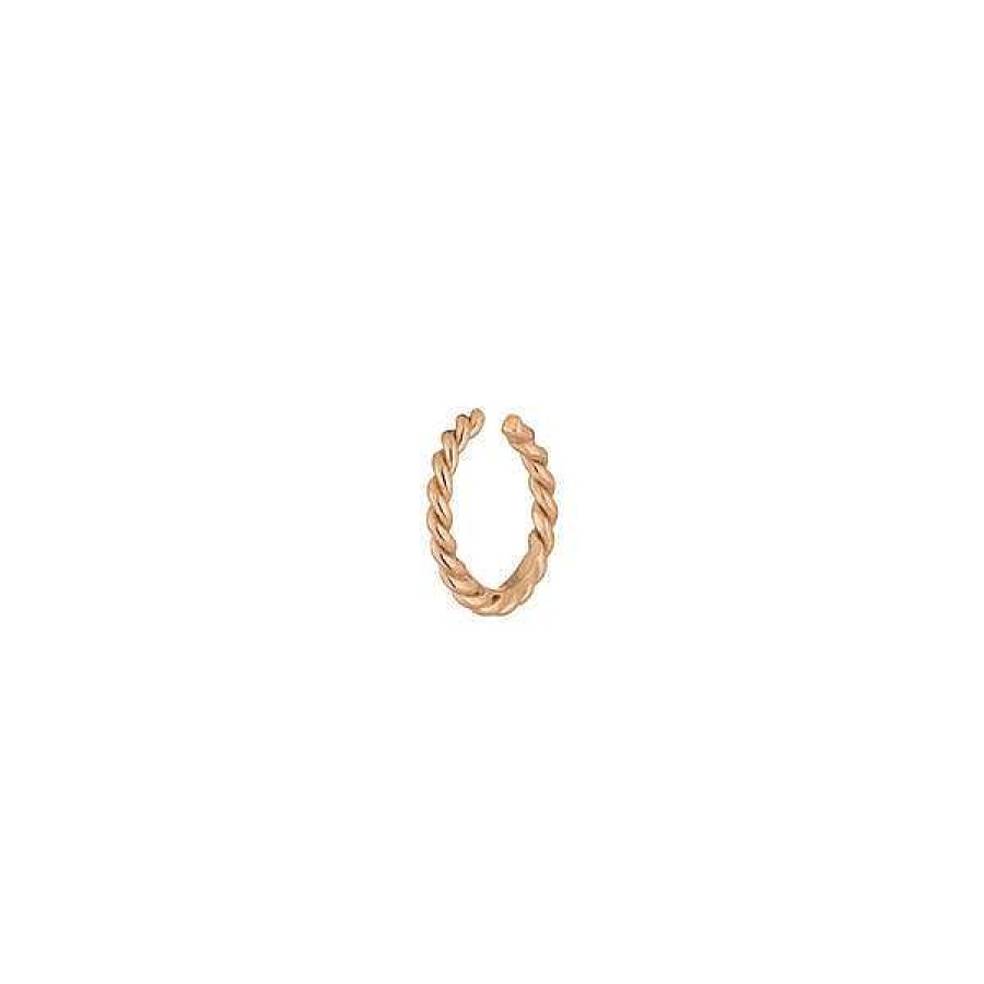 Silberschmuck Leaf Schmuck | Earcuff Rope, 10 Mm, 18 K Rosegold Vergoldet