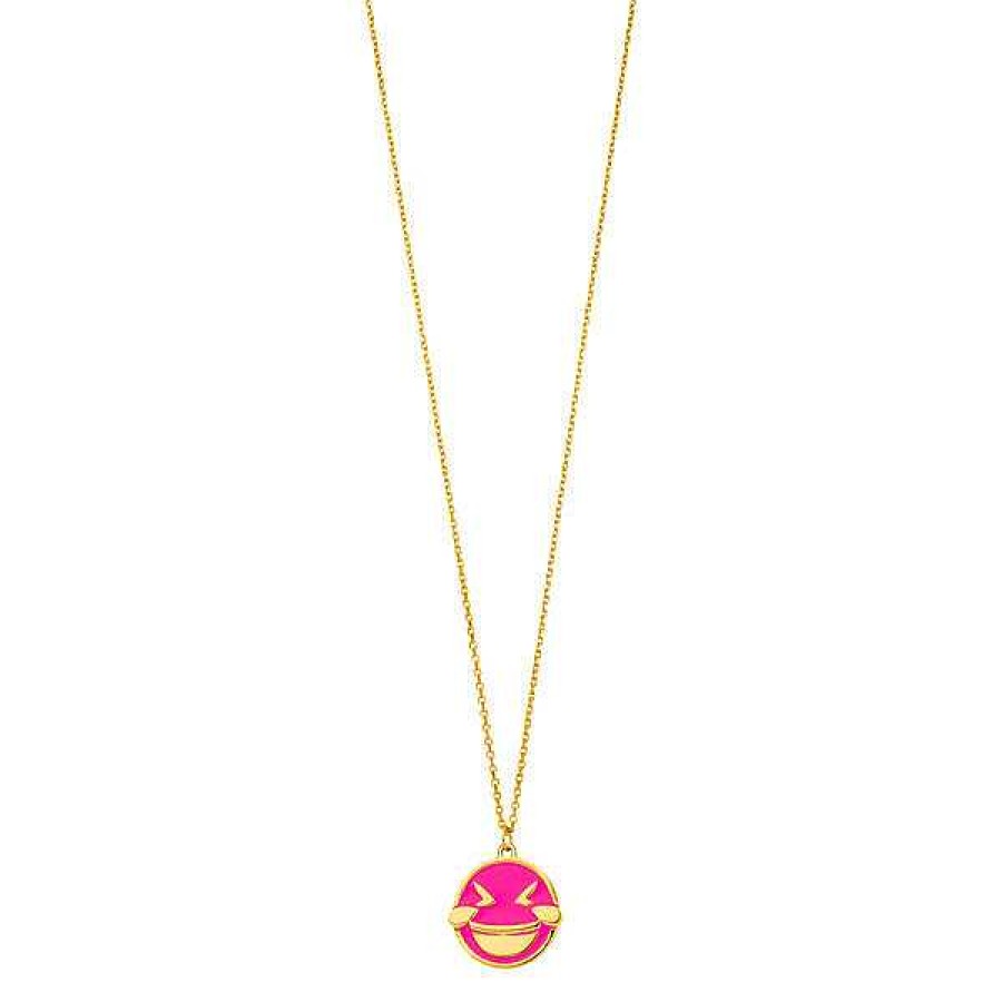 Silberschmuck Leaf Schmuck | Halskette "Lol" Emoji, 18 K Gelbgold Vergoldet