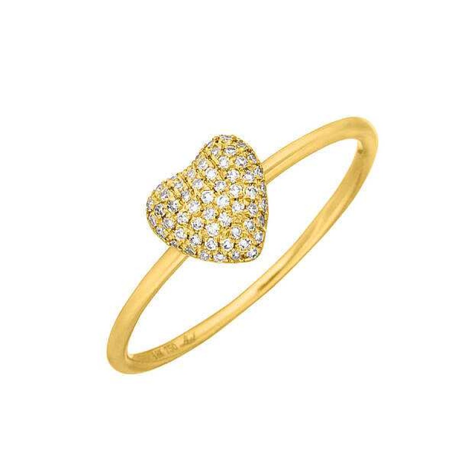 Goldschmuck Leaf Schmuck | Ring Herz Full Mit Diamanten, 18 K Gelbgold