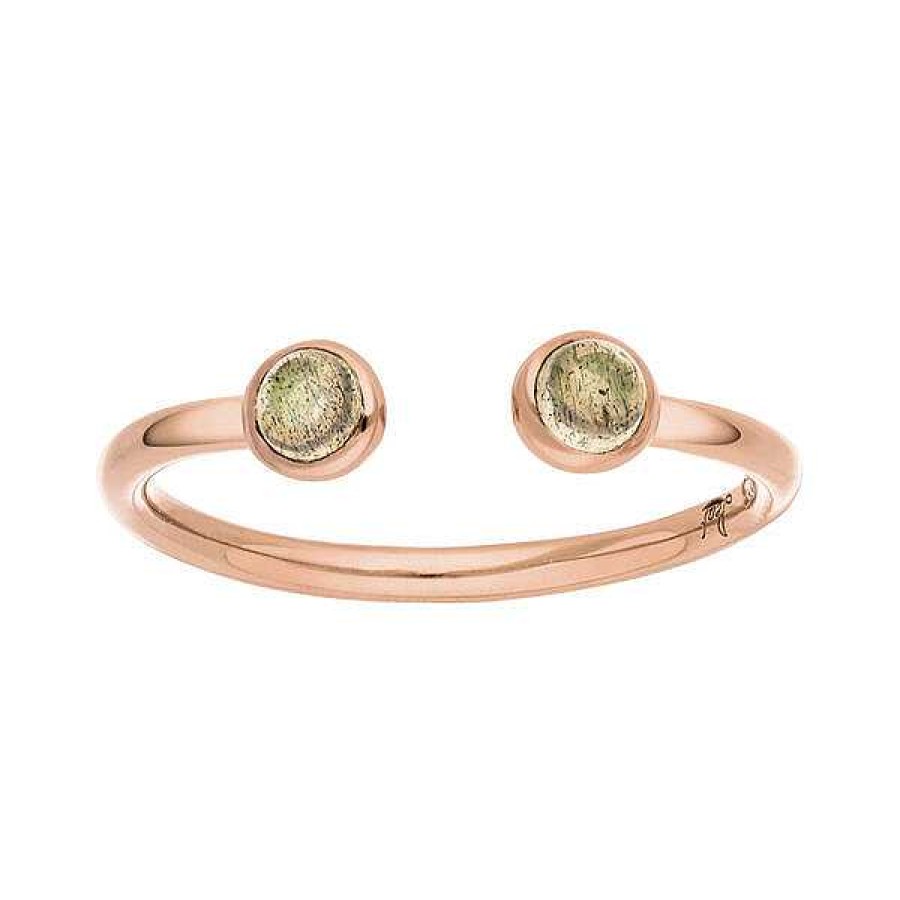 Silberschmuck Leaf Schmuck | Silber Open Ring, Labradorit, Rosegold