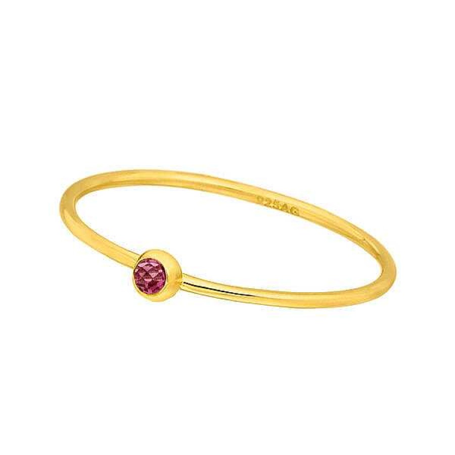 Silberschmuck Leaf Schmuck | Ring Solitaire, Ruby, 18 K Gelbgold Vergoldet, Gr.50