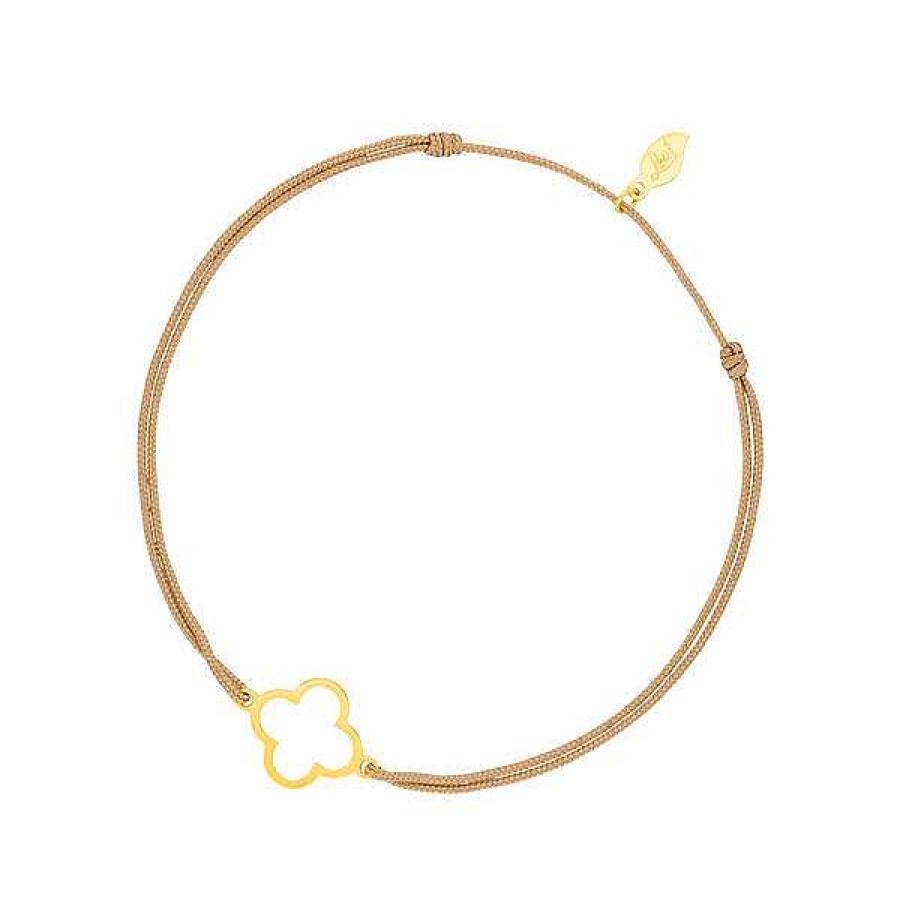 Goldschmuck Leaf Schmuck | Gl Cksb Ndchen Gentle Clover, 14 K Gelbgold, Beige