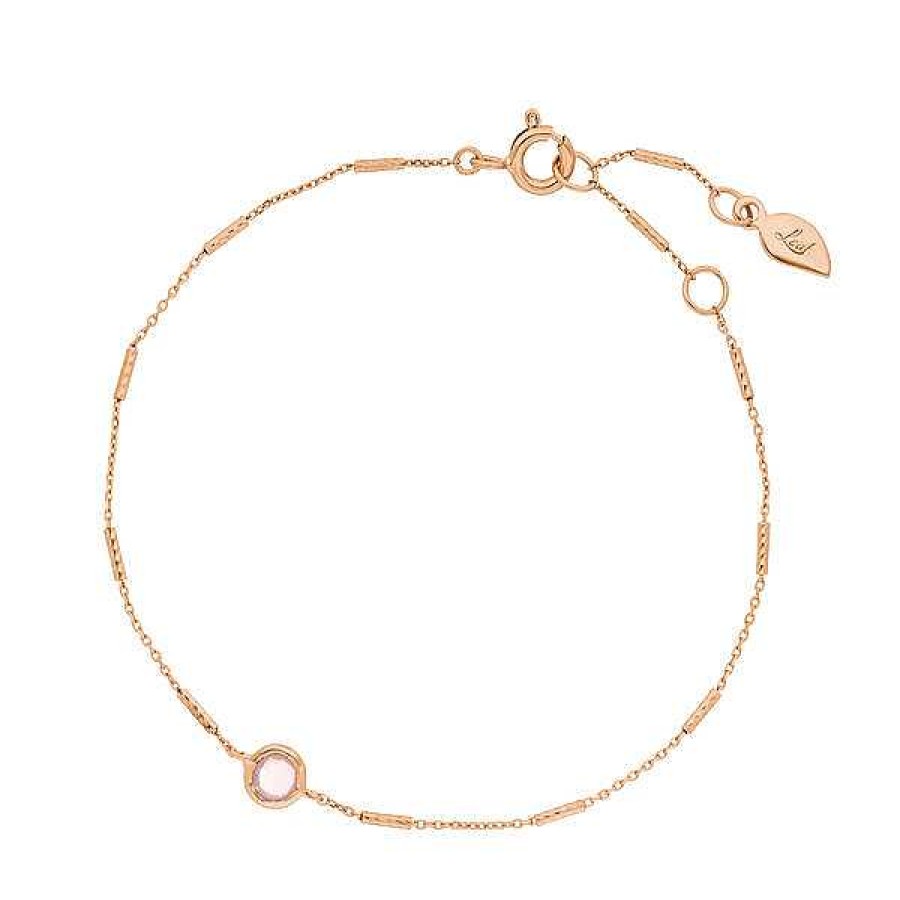 Silberschmuck Leaf Schmuck | Armkette Solit R, Rosenquarz, 18 K Rosegold Vergoldet