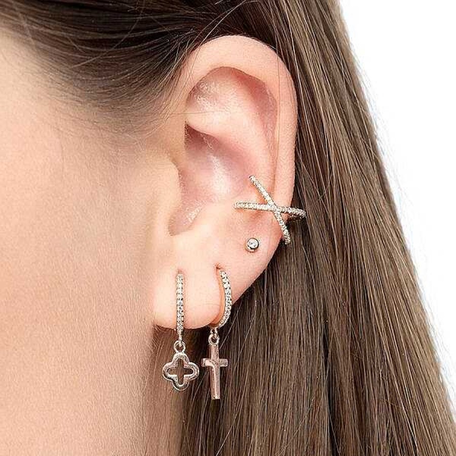 Silberschmuck Leaf Schmuck | Ear Mix, 5-Er Set, 18 K Rosegold Vergoldet