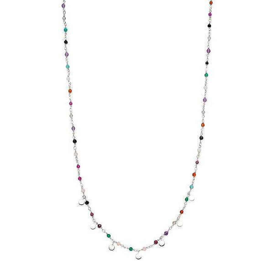 Silberschmuck Leaf Schmuck | Halskette Rainbow, 925 Sterlingsilber, Multi Gems