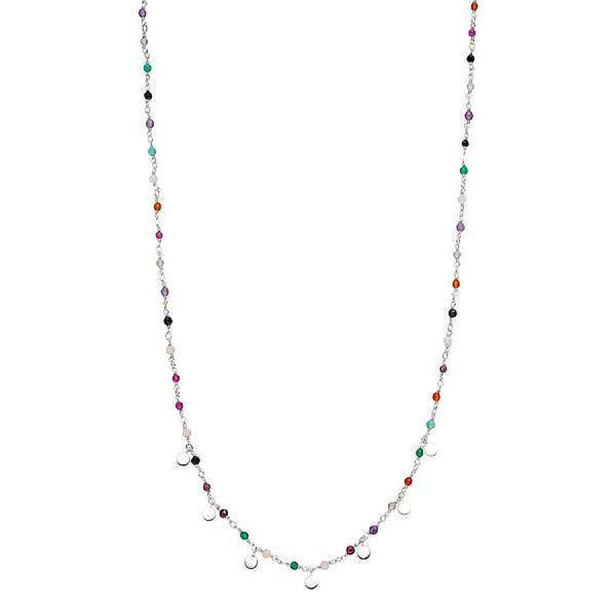 Silberschmuck Leaf Schmuck | Halskette Rainbow, 925 Sterlingsilber, Multi Gems