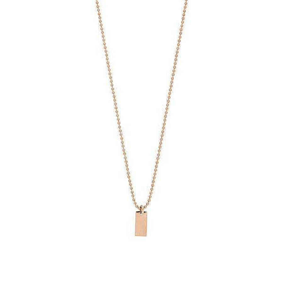 Goldschmuck Leaf Schmuck | Halskette Tiny Dog Tag, 14 K Rosegold