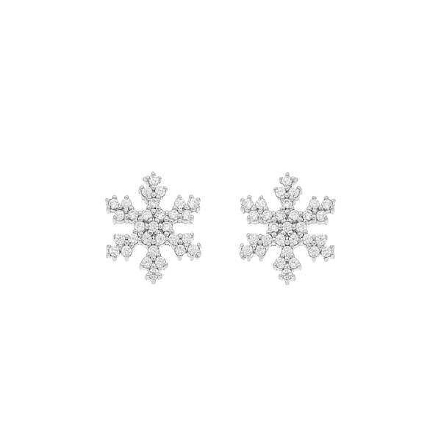 Silberschmuck Leaf Schmuck | Ohrstecker Snowflake, 925 Sterlingsilber