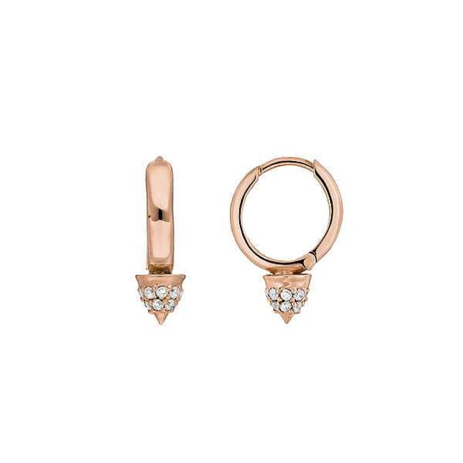 Silberschmuck Leaf Schmuck | Mini Creole Single Stud, 18 K Rosegold Vergoldet