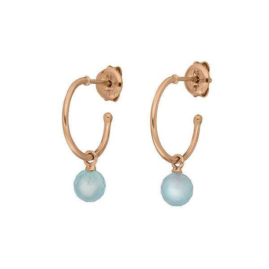 Silberschmuck Leaf Schmuck | Creole Flying Gem, Aqua Chalzedon, 18 K Rosegold Vergoldet