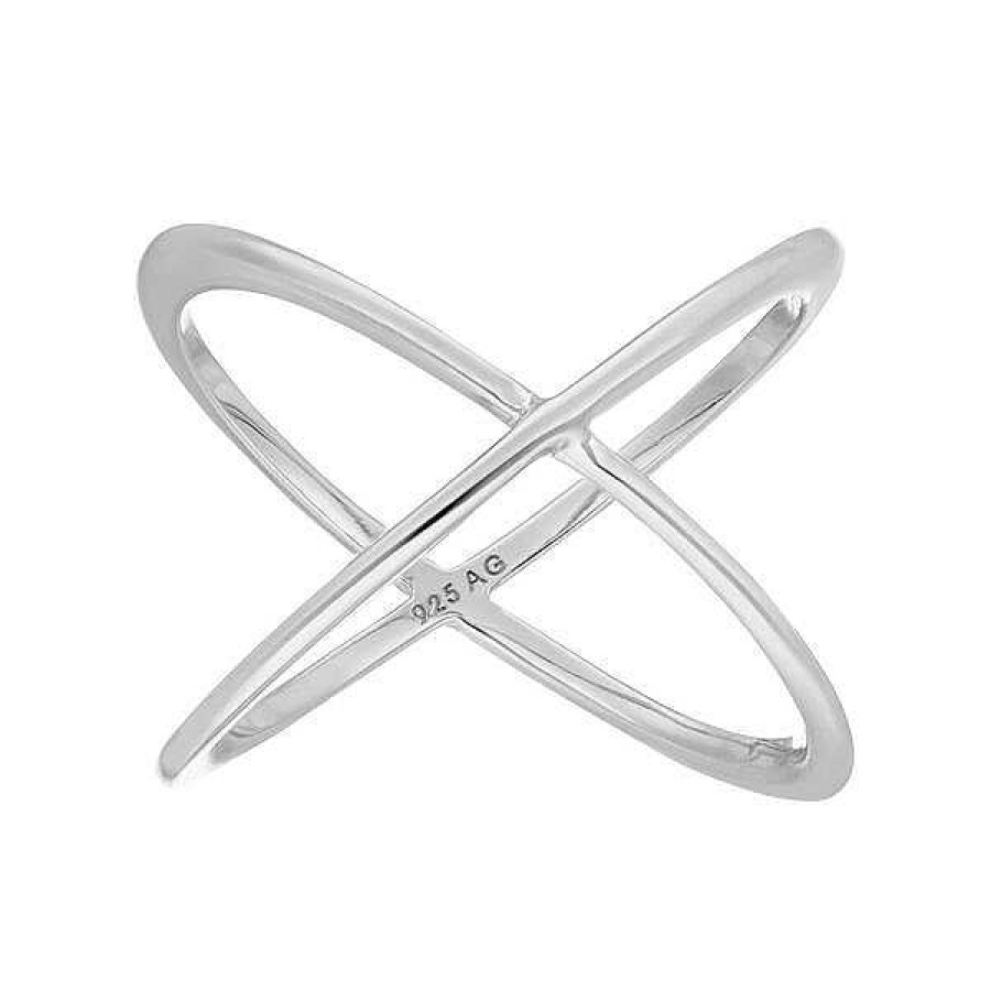 Silberschmuck Leaf Schmuck | Ring X Cross, 925 Sterlingsilber, Gr E 54