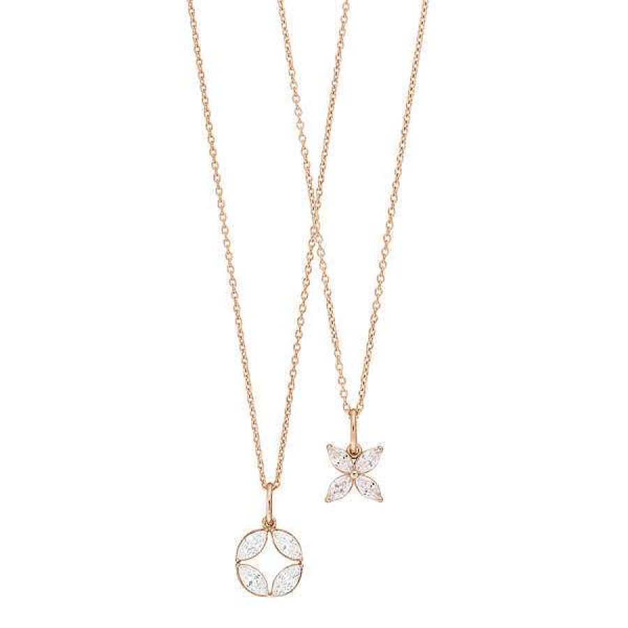 Silberschmuck Leaf Schmuck | Silber Necklace Set "Flowers", Rosegold