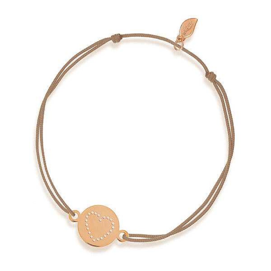 Goldschmuck Leaf Schmuck | Gl Cksb Ndchen Disc Heart, 14K Rosegold, Beige