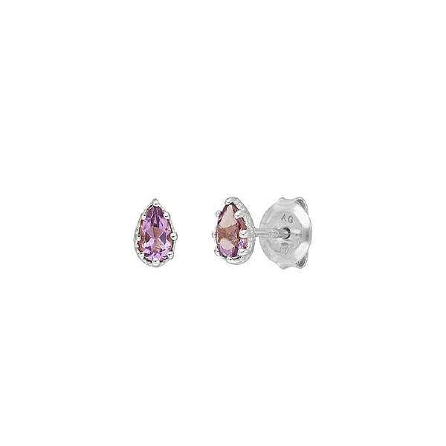 Silberschmuck Leaf Schmuck | Ohrstecker Drop, Amethyst, 925 Sterlingsilber