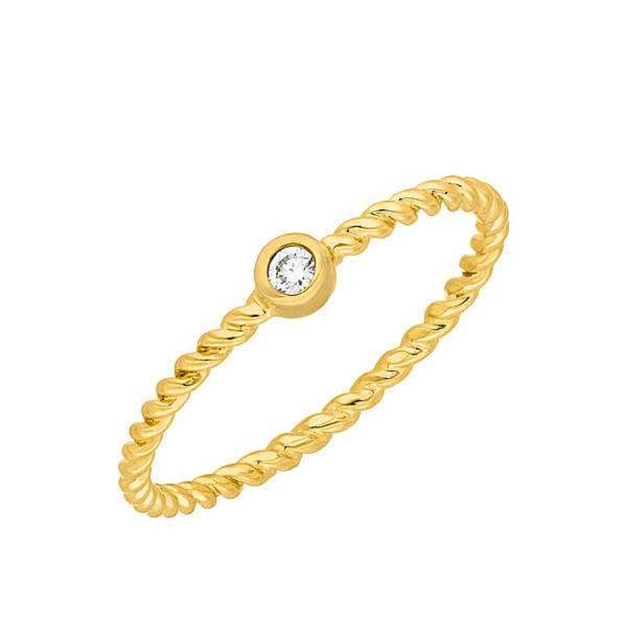 Goldschmuck Leaf Schmuck | Ring Solitaire, 18 K Gelbgold