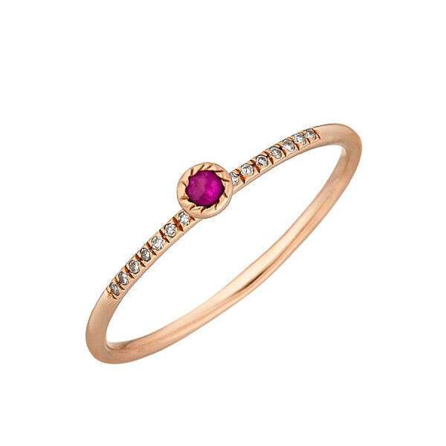 Goldschmuck Leaf Schmuck | Verlobungsring Petite, Ruby, 14 K Rosegold