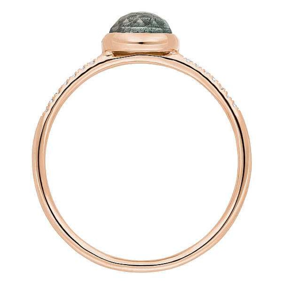 Goldschmuck Leaf Schmuck | Ring Labradorit Mit Diamanten, 14K Rosegold, Gr.52